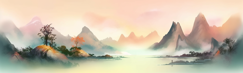 山水河流复古风意境自然景观中式风水墨画,插画/手绘图,插画/手绘图库,插画/手绘图下载,插画/手绘